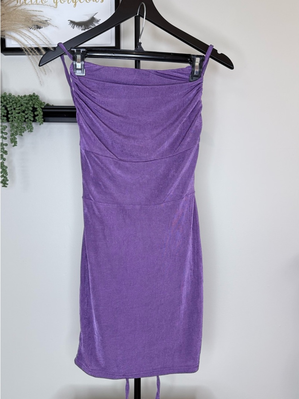superdown Purple Strapless Ruched Mini Dress